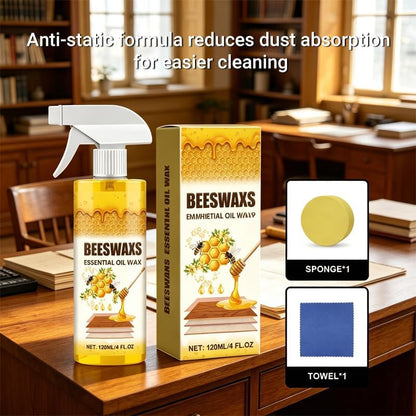 RAINPOT 2026 Beeswax Wood Polish Spray, Natural Beeswax Furniture Polish and Cleaner, Wood Care Spray for Cabinets, Tables, Floors, Wood Conditioning Polish Kit with Sponge & Cloth (2)