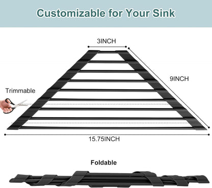 MERRYBOX Triangle Roll Up Dish Drying Rack Over The Sink, 2025 Anti-Rust Sink Drying Rack with Full Silicone Wrapped for Top of Corner, Anti-Slip Organizer for Kitchen