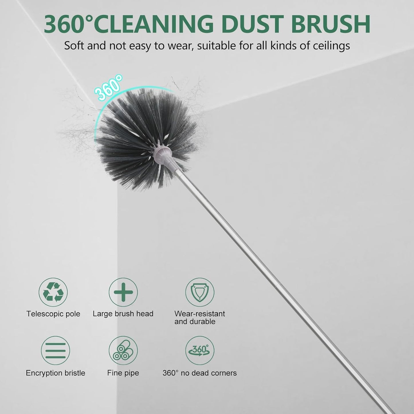 SetSail Extra-Long Dusters with Extension Pole 100-inch for Cleaning, Bendable Microfiber Head Washable Ceiling Fan Duster for High Ceilings, Furniture