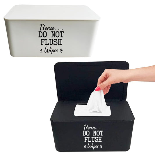 Moorfowl 2 Pack Baby Wipes Dispenser for Bathroom Please DO NOT Flush Wipes Holder Container