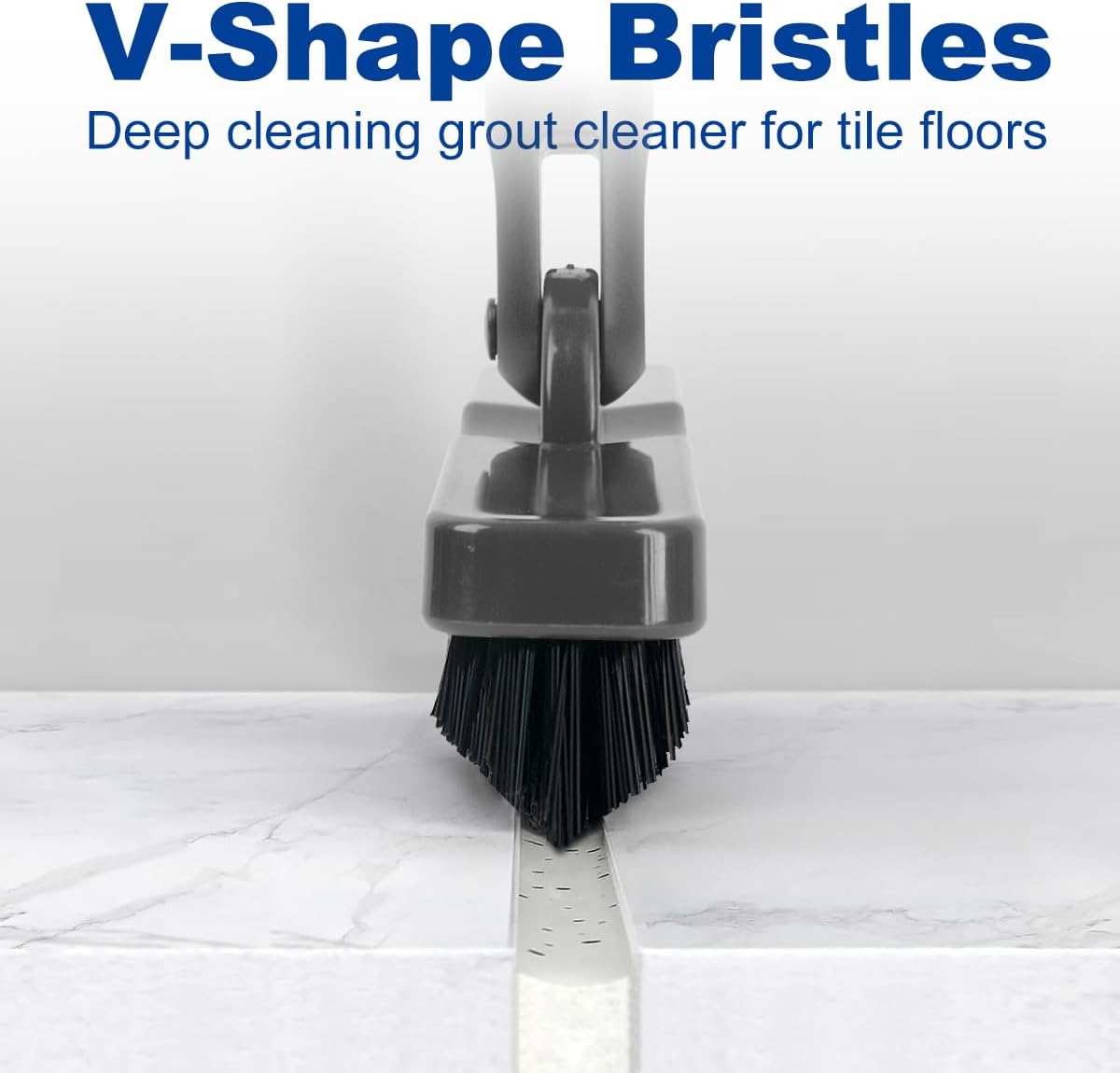 CELOX Grout Brush with Long Handle, Tile Grout Cleaner Brush for Tile Floors, for Shower Tile, for Cleaning Grout, Gray