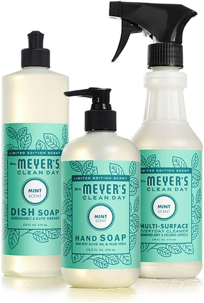 MRS. MEYER'S CLEAN DAY Kitchen Essentials Set, Includes: Hand Soap, Dish Soap, and All Purpose Cleaner, Lemon Verbena, 3 Count Pack