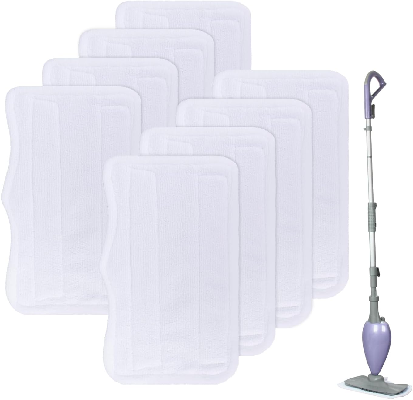 Steam Mop Pads for Shark Steam & Spray Mop S3101 S3251 SK460 SK410 S3101n2 S3250 SK435CO SK140 SK14,Washable Microfiber Cleaning Steamer Replacement Pads,White,8Pack