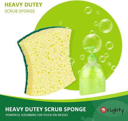 Orighty Non-Scratch Scrub Sponge, 24-Pack, Cellulose Kitchen Scrubber Sponges, Ideal for Kitchen Cleaning, Non-Stick Cookware, Washing Dishes, Bathroom, and Household