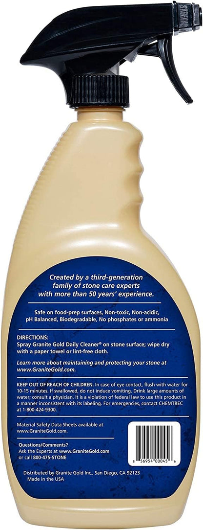 Granite Gold Daily Cleaner Spray Streak-Free Cleaning for Granite, Marble, Travertine, Quartz, Natural Stone Countertops, and Floors, 24 Fluid Ounces, 3-Pack