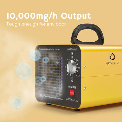 Airthereal MA10K-PRO SMART WiFi Ozone Generator - High Ozone Output Capacity Ozonator- Odor Remover, Deodorizer, Sterilizer - Adjustable Output and Timer Settings for Any Size Room - Black