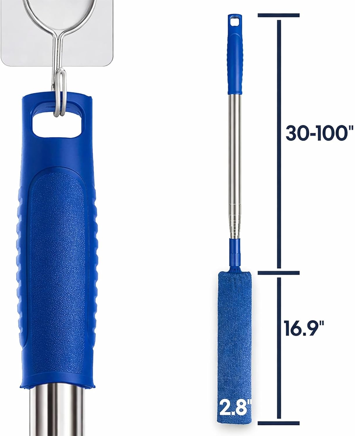 Retractable Gap Dust Cleaner with Extension Pole, Cleaning Tools with 3 Microfiber Dusting Cloths, Extendable Long Handle Duster for Cleaning Under Refrigerator Furniture Appliance