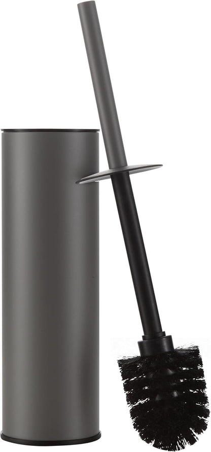 BGL Stainless Steel Toilet Brush with Holder, 2 Black Bristle Heads