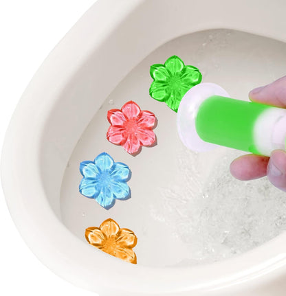 Simple Life Toilet Bowl Cleaner Gel | Fresh Flower Toilet Gel Stamp | Stops Limescale and Stains with Air Freshening Scent | Deodorizing Clean | 32 Stamps, Blue & Green