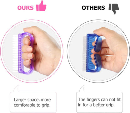 Larbois Handle Grip Nail Brush, Nail Brushes Hand Fingernail Brush Cleaner Scrubbing Kit Pedicure for Toes and Nails Men Women (4 Pack)