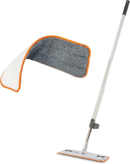Superio Fold N' Go 10L Collapsible Mop Bucket with Wheels & Self-Wringing Microfiber Flat Mop - Portable, Hands-Free Cleaning Set for Home, Car, Kitchen, Bathroom, Hardwood & Tile Floors