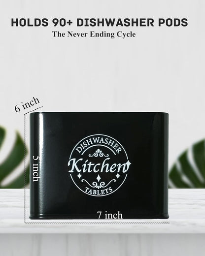 Dishwasher Pod Container with Hinged Lid. Farmhouse Metal Dishwaser Pods Holder for Kitchen Cabinet Organizer. Modern Kitchen Decor and Accessories. Dishwasher Detergent Tablet Storage (Green)