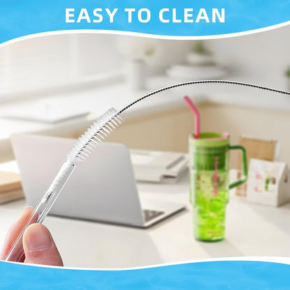 Cleaning Brushes for Reusable Drinking Straws, Set of 5, Long Wire Handle, Bottle and Straw Cleaner for Stanley Mug, Sippy Cup, Water Bottle and Tubes, Reusable and Flexible