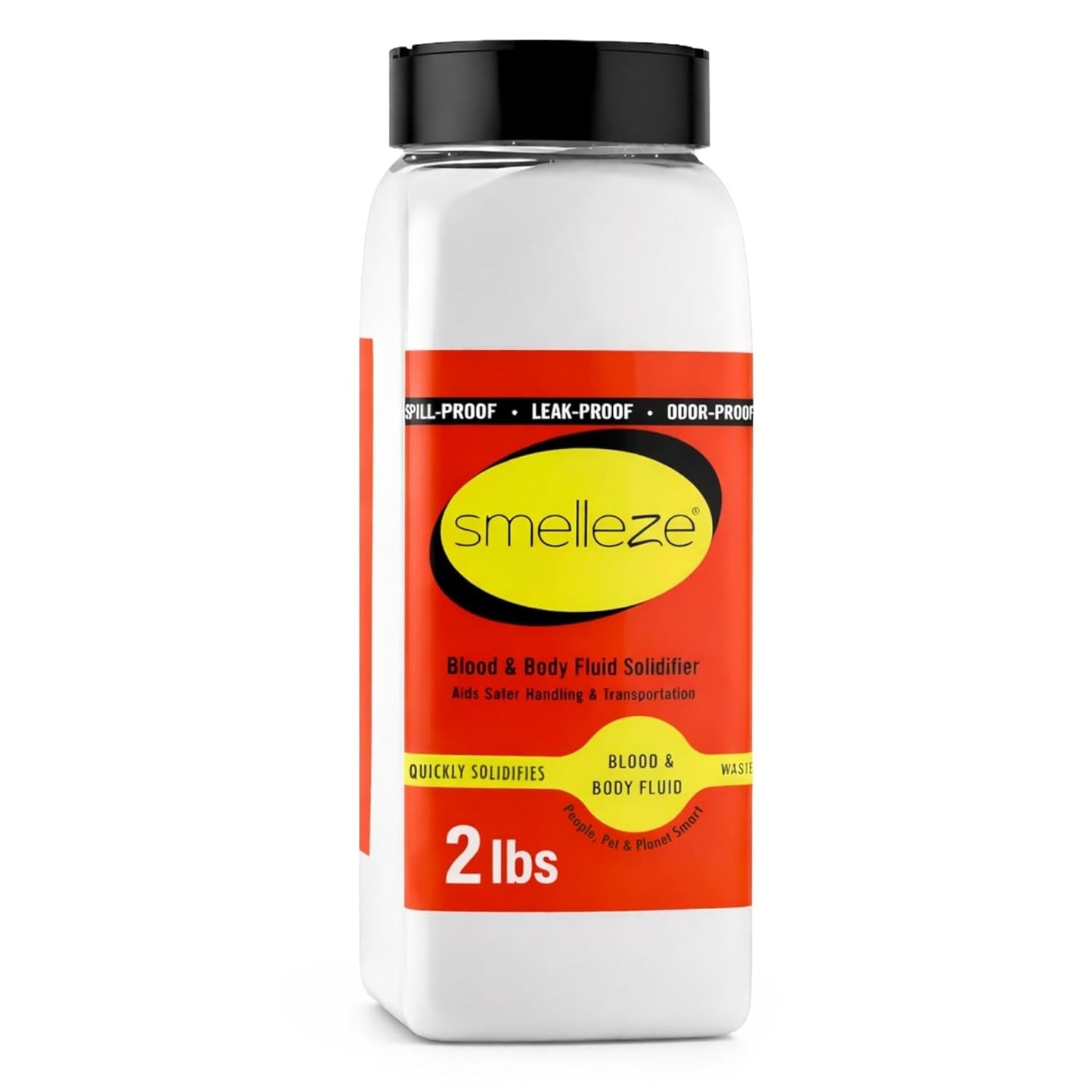 SMELLEZE Vomit Clean Up Powder & Blood Body Fluid Super Absorbent Solidifier Deodorizer: 2 lb. Instantly Absorb & Solidify Urine, Blood & Bio Waste for Medical, Tattoo & Pet Mess Cleanup