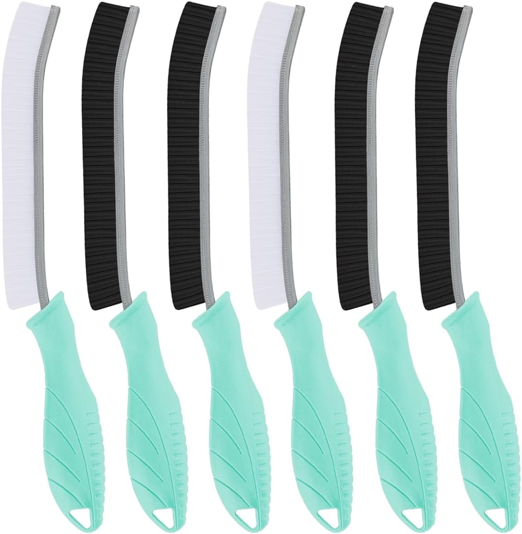 TQRR 3Pcs Hard Bristle Crevice Cleaning Brush, Scrub Brush, Kitchen Sink Cleaning Brush, Grout Brush, Corner Brush Cleaning Tools for Toilet, Bathroom, Gap, Home, Household, Window (3, Black)
