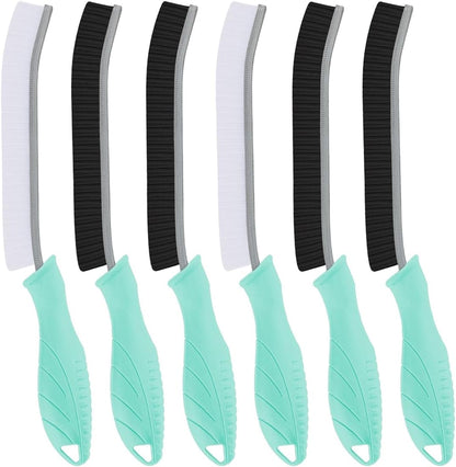 TQRR 3Pcs Hard Bristle Crevice Cleaning Brush, Scrub Brush, Kitchen Sink Cleaning Brush, Grout Brush, Corner Brush Cleaning Tools for Toilet, Bathroom, Gap, Home, Household, Window (3, Black)