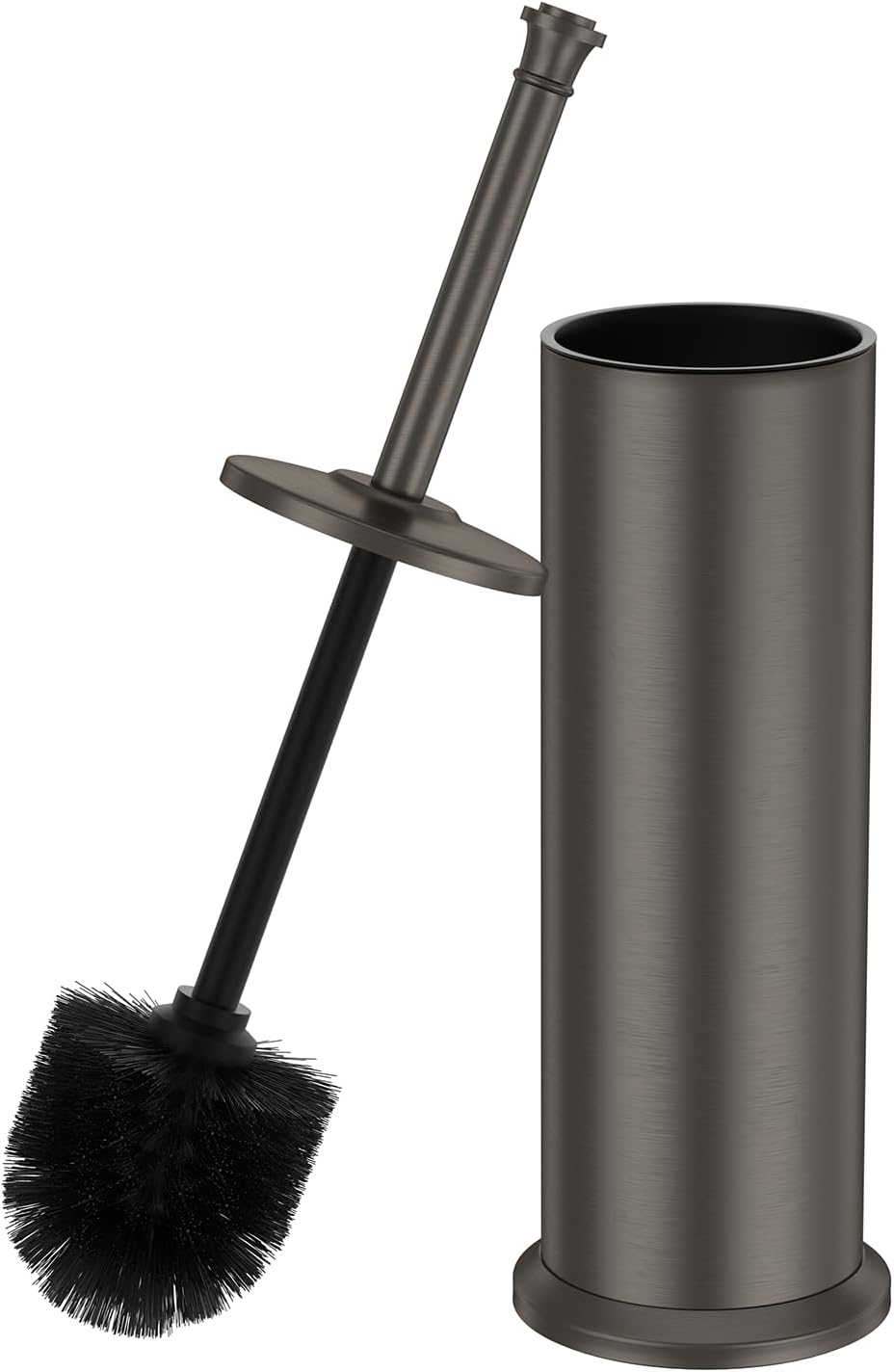 Stain Nickel Toilet Brush and Holder，Extra Long Handled Toilet Brush for Bathroom，Stainless Steel Heavy Duty Toilet Bowl Brush,Removable Inner Bowl,Deep Cleaning Dense Bristles Brush -Space Saving