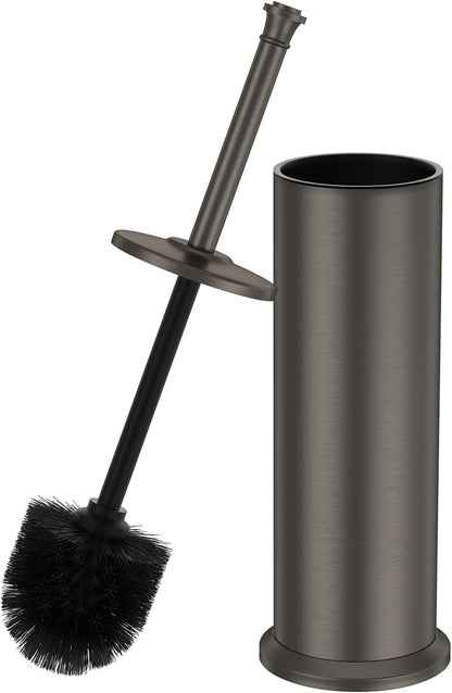Stain Nickel Toilet Brush and Holder，Extra Long Handled Toilet Brush for Bathroom，Stainless Steel Heavy Duty Toilet Bowl Brush,Removable Inner Bowl,Deep Cleaning Dense Bristles Brush -Space Saving