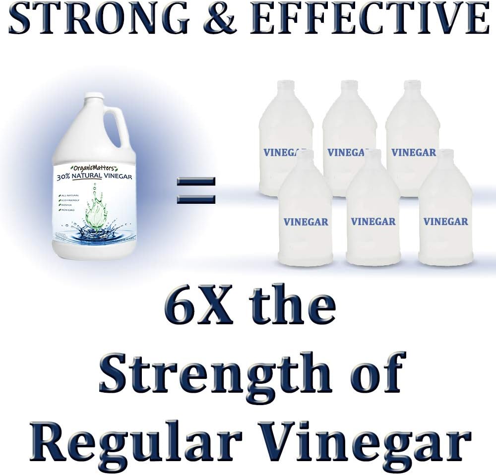 OrganicMatters Vinegar 30% Organic Industrial Cleaning Agent Concentrate, Pure Non-GMO Kosher All-Purpose Home & Garden Vinegar, Eco-Friendly (128 oz Gallon Refill)