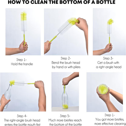 3-Pack Long Bottle Cleaning Brush for Narrow Neck Beer, Wine, Flask, Thermos, Sportwell, Pitcher, Brewing Bottle Cleaner, 16 Inches