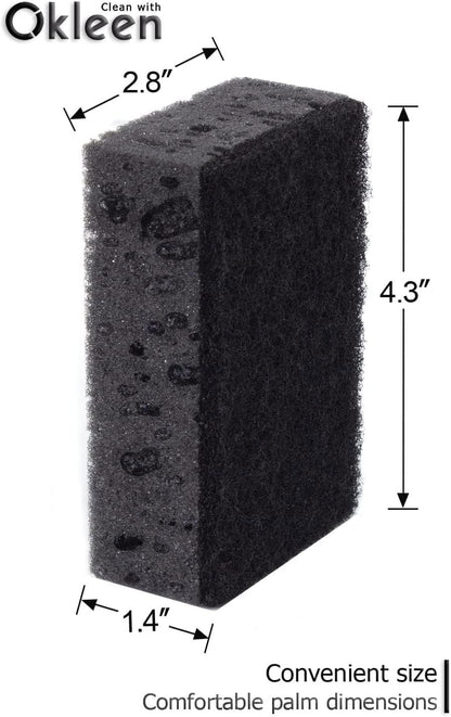 Green Multi Use Scrub Sponge. Made in Europe. 9 Pack, 4.3x2.8x1.4 inches. Odorless Heavy Duty and Non Scratch Fiber. Best, Durable, Delicate, Porous, Non Cellulose Kitchen Sponges and Scrubbers