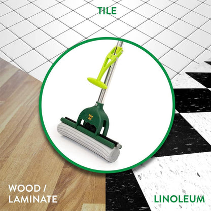 Pine-Sol Microfiber Mop Self Wringing – Easy Squeeze Twist Design for Wet Mopping | Household Cleaning Tool for Tile, Linoleum, Laminate Floors | Extendable Metal Handle