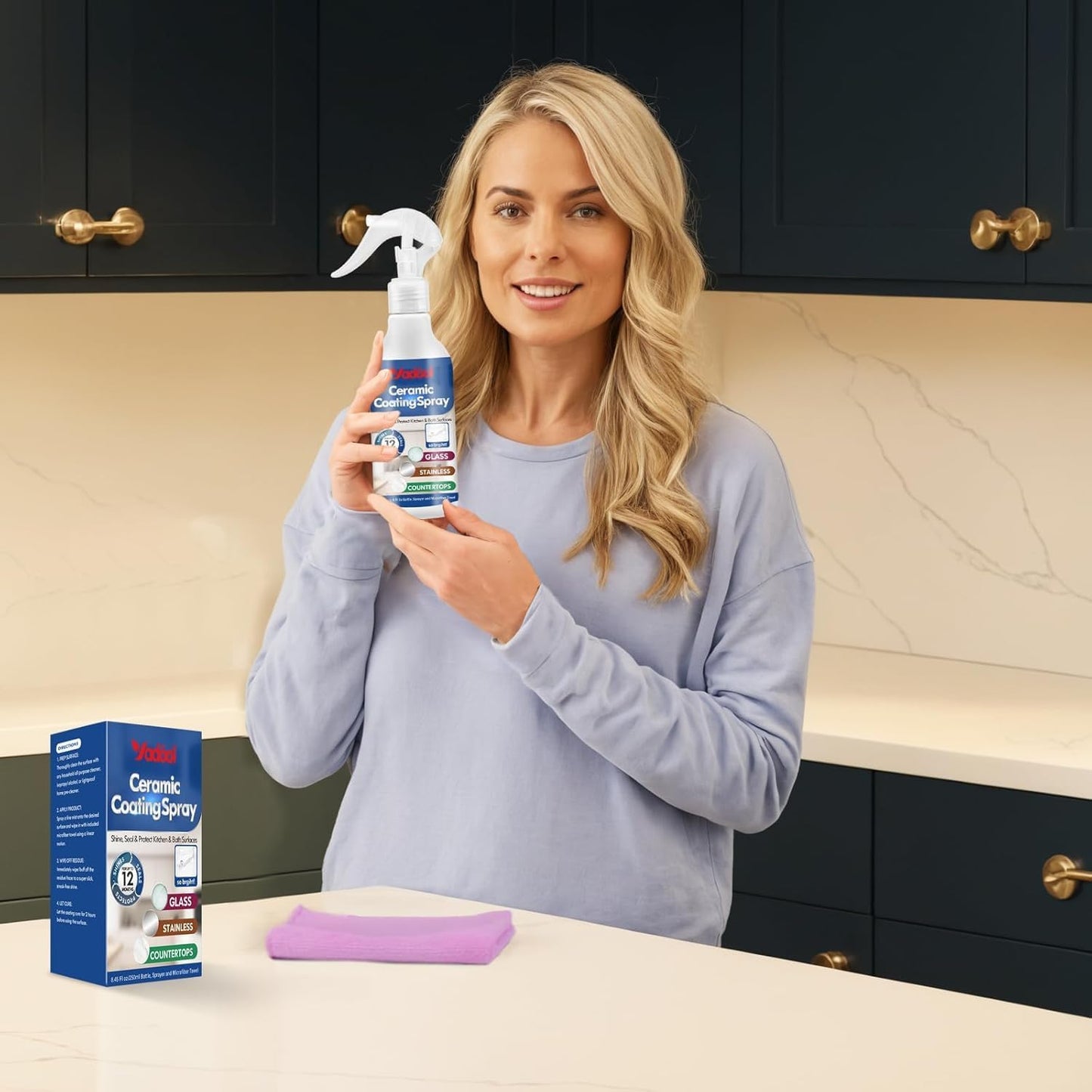 Home Ceramic Coating Spray Kit - Shine, Seal & Protect Kitchen & Bath Surfaces, High-Gloss, Repels Stains & Grime Effective - Great for Stainless Steel, Sinks, Countertops, Glass, and More