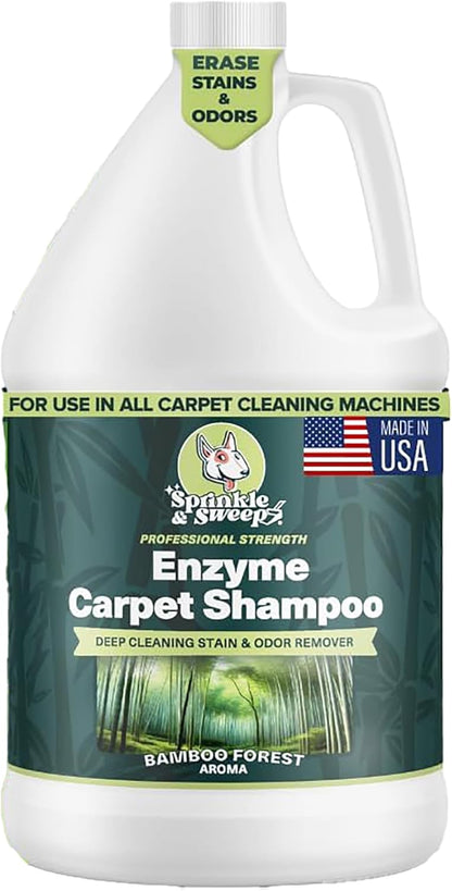 Sprinkle & Sweep: Enzyme Carpet Shampoo - 64oz, Deep Cleaning Pet Stain & Odor Remover, Dog & Cat Mess-Urine-Accident Solution, All Machine Compatible