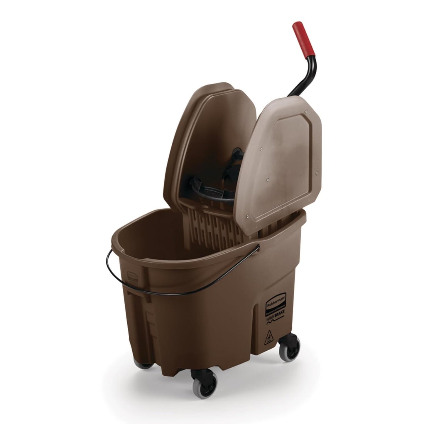 Rubbermaid Commercial Products WaveBrake 35 QT Down-Press Mop Bucket and Wringer Combo on Wheels with Dirty Water Bucket Black for Heavy-Duty Floor Cleaning