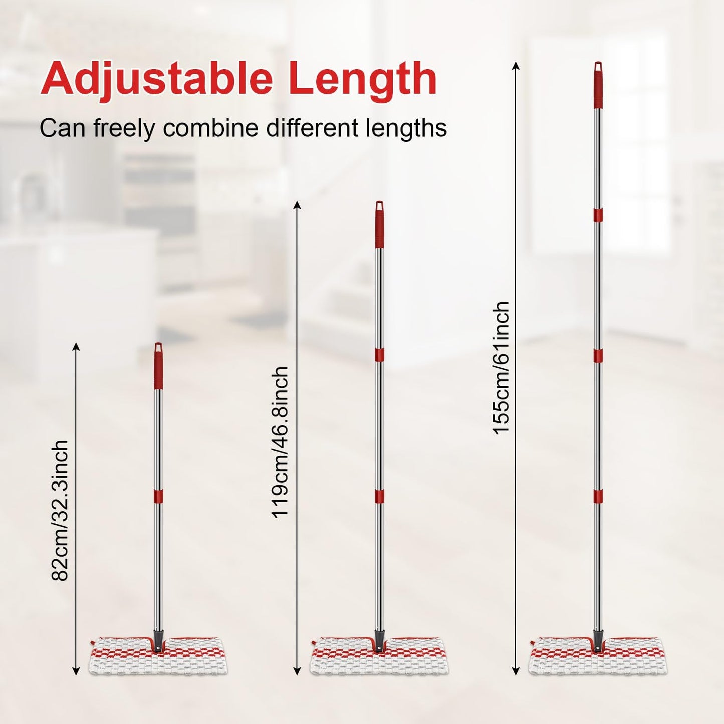 Microfiber Dust Mop Set for Floor Cleaning, Flat Mop for Wet & Dry to Clean Washable Flip Mops Pad for Ocedar Hardwood Floor 'N More 3-Action Mop, Adjustable 58" Mops Handle & 2 Reusable Refill & Base