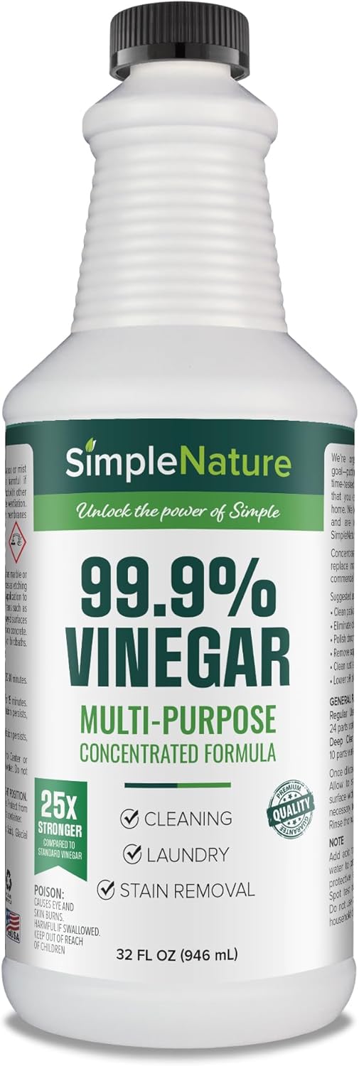 SimpleNature 45% Vinegar (1 Gallon) - Highly Concentrated Vinegar for Heavy-Duty Cleaning Power for Home & Patio, Limescale Removal & DIY Formulas - Dilutes Easily - Free of Dyes or Fragrance