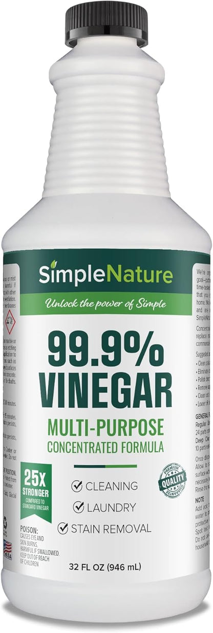 SimpleNature 45% Vinegar (1 Gallon) - Highly Concentrated Vinegar for Heavy-Duty Cleaning Power for Home & Patio, Limescale Removal & DIY Formulas - Dilutes Easily - Free of Dyes or Fragrance