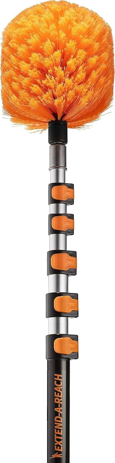 4-13 ft Cobweb Duster with Extension Pole // 20 Foot High Reach Spider Web Cleaner Cobweb Brush for Outdoor & Indoor Web Cleaning // Lightweight & Sturdy Telescopic Pole // The Ultimate Dusting Kit