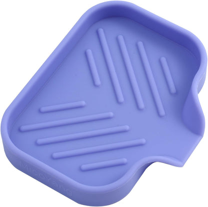 MicoYang Silicone Bathroom Soap Dishes with Drain Spout-Bathroom and Kitchen Sink Organizer,Sponge Holder,Dish Soap Tray,Perfect for Dispenser,Scrubber,Bottle,Cup on Sink or Counter-Black 4.9"×3.2"