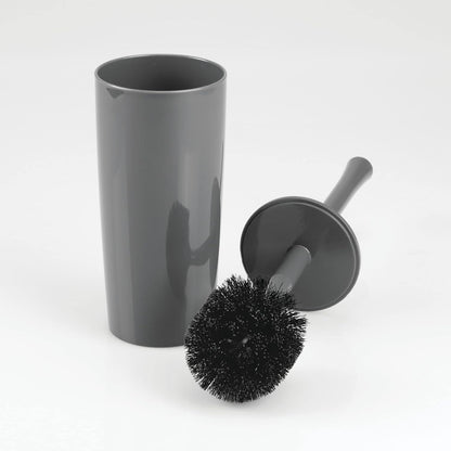 mDesign Slim Plastic Toilet Bowl Brush and Holder Set, Modern Compact Storage Organizer Cleaner Scrubber for Toilet - Heavy Duty Cleaning Plunger for Bathroom, Aura Collection - Navy Blue