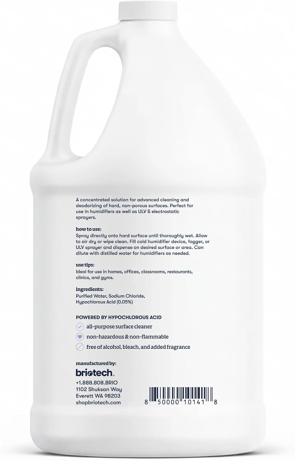 BRIOTECH Extra Strength HOCl Cleaner, 500 PPM Hypochlorous Acid Concentrate, ULV Foggers & Humidifiers, Professional Deodorizer for Dental, Offices, Schools, Homes, Peroxide Free, 32 fl oz
