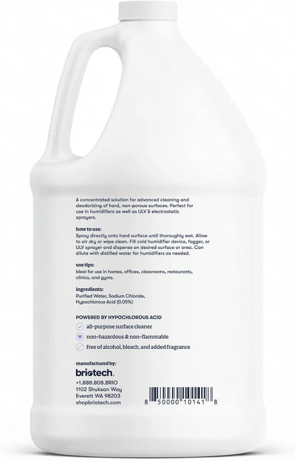 BRIOTECH Extra Strength HOCl Cleaner, 500 PPM Hypochlorous Acid Concentrate, ULV Foggers & Humidifiers, Professional Deodorizer for Dental, Offices, Schools, Homes, Peroxide Free, 32 fl oz