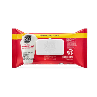 PDI Sani-Professional No-Rinse Sanitizing Multi-Surface Food Service Wipes Softpack, for Restaurants, Kitchen, and Home Use, Pack of 12, 72 Wipes Each, Large 9" x 8" Wipes