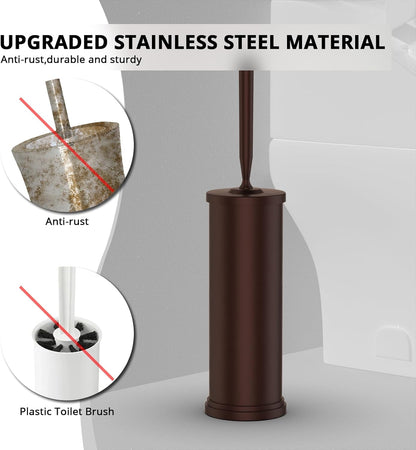 Premium 304 Stainless Steel Toilet Brush and Holder: Weighted Stable Base, Removable Inner Tube, Splash-Proof Design for 360° Thorough Cleaning & Space-Saving Storage,Nickel