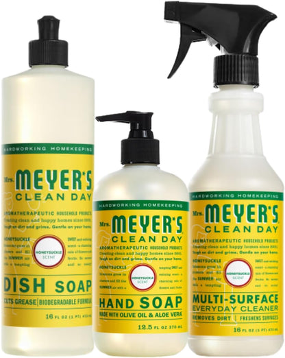 Mrs. MEYER'S Kitchen Set, Dish Soap, Hand Soap, and Multi-Surface Cleaner, 3 CT (Snowdrop)