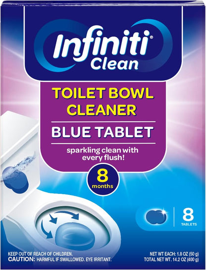 Toilet Bowl Cleaner Tablets - Blue Automatic Toilet Bowl Cleaners with Bleach, Deep Cleaning & Odor Eliminator – Septic Safe, Stain Remover for Long-Lasting Freshness and Shine (8)