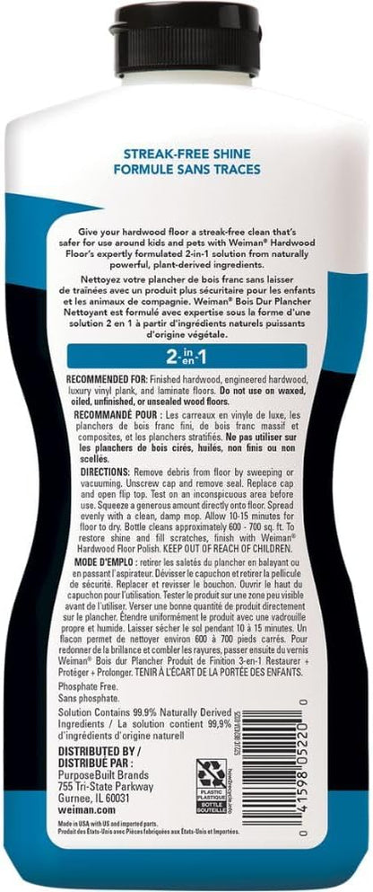 Weiman Hardwood Floor Cleaner - 128 Ounce Refill - Finished Engineered Hardwood Floors
