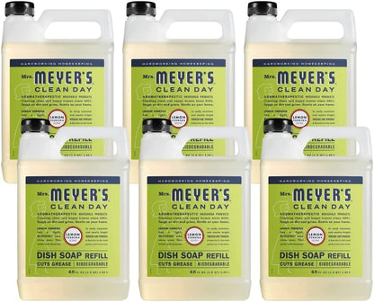 Mrs. MEYER'S CLEAN DAY Liquid Dish Soap Refill Lemon Verbena, 48 Fl Oz. (Pack of 6)