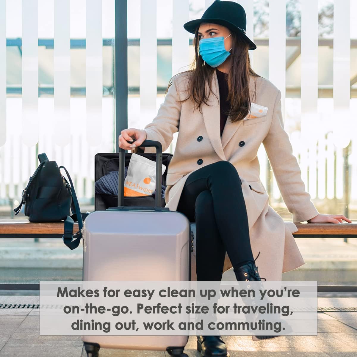 NEATwipes Hand Sanitizing Wipes | Travel Size | Disposable Wet Wipe & Planet Friendly | Lavender Essential Oil & Soothing Aloe | 24 Individually Wrapped Wipes per Package
