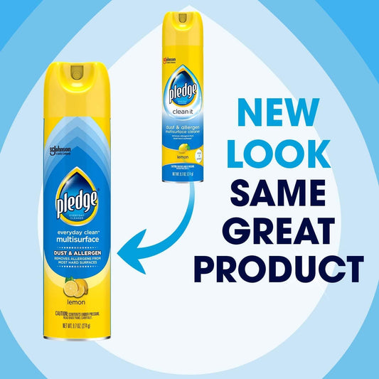 Pledge Dust & Allergen Multisurface Cleaner, Aerosol Spray, Lemon Scent, 9.7oz (Pack of 3)