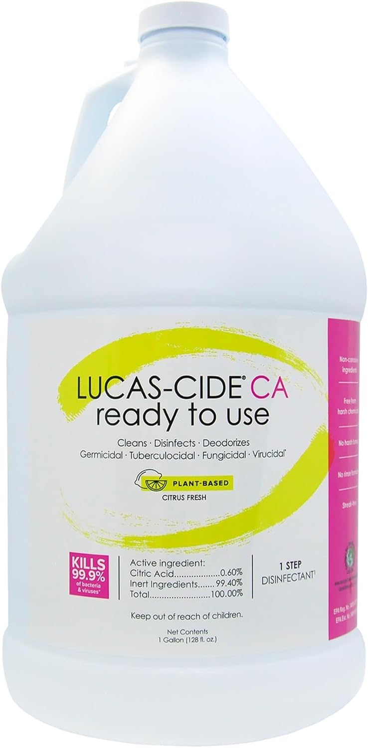 LUCAS-CIDE Ready To Use All Purpose Cleaner - Home Essentials Cleaning Supplies For Everyday Hygiene - Fresh Citrus Scented Disinfecting Spray Bathroom Cleaner, Glass Cleaner, Floor Cleaner, etc.