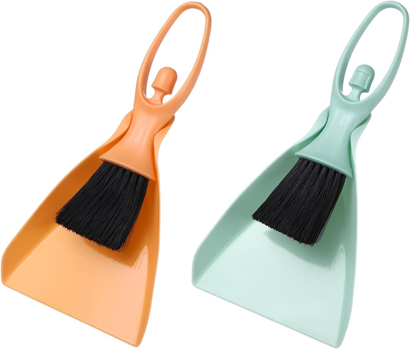 uxcell 2 Pcs Mini Dustpan and Brush Set, Small Broom and Dustpan Set for Office Tabletops Sofas Keyboards Home Cleaning Tool, Orange Pink