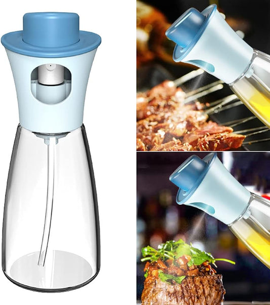 Oil Sprayer for Cooking, 180ml Glass Oil Dispenser Bottle Spray Lemon Juice Sprayer forSalad, Baking, Cleaning, Plants(blue)
