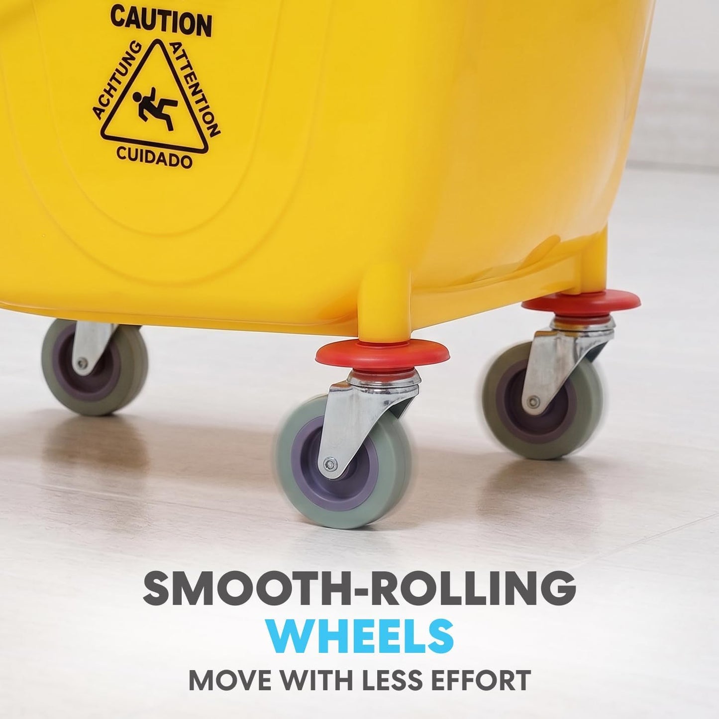 Simpli-Magic Side Press Wringer Combo Commercial Rectangular Mop Bucket on Wheels, 35-Quart, Yellow