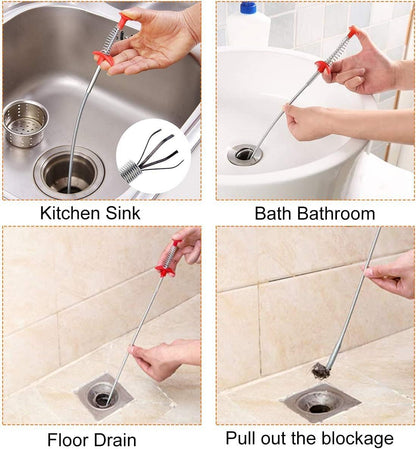 9-Piece Drain Clog Remover Kit - 35.5" Metal Clog Remover, 6x25" Drain Snake Hair Removal Tools, 2x18" Flexible Cleaning Brushes for Bathroom, Kitchen Sink, Shower, Toilet & Tub Drain Cleaning